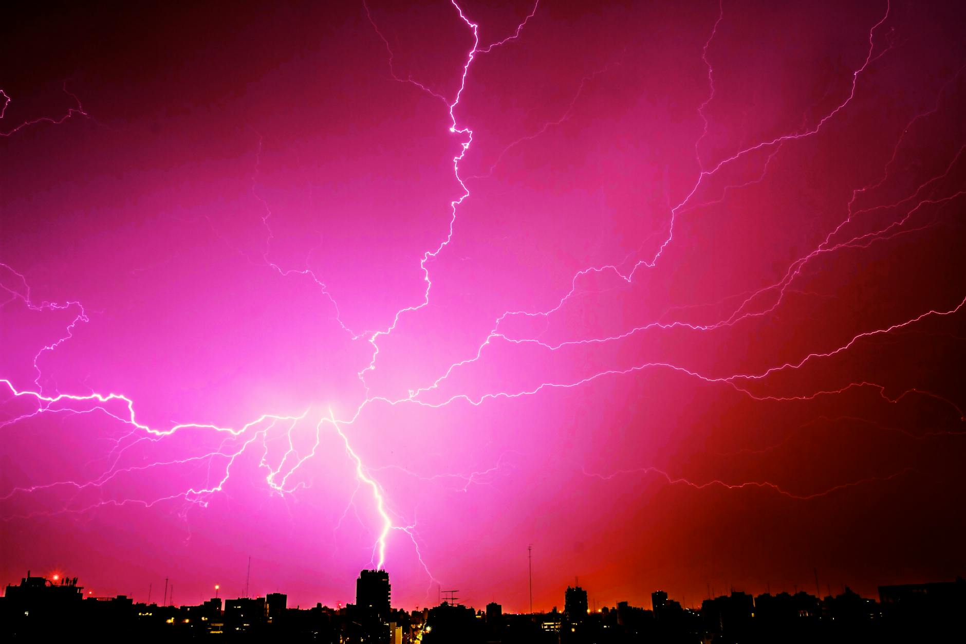 lightning during night time